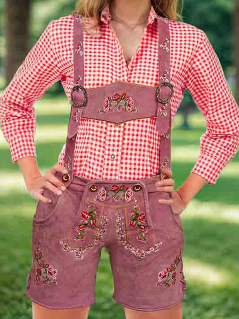 Rose Pink Women's Lederhosen Oktoberfest Outfit